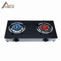 Tempered Glass Top Infrared Double Burner Gas Cooking Stove For Home Use