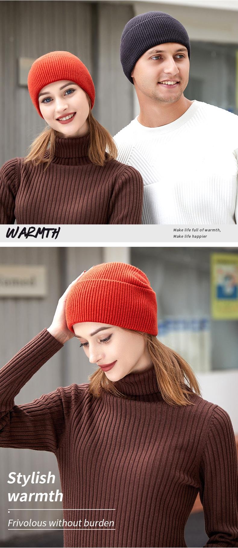 Unisex Winter Knitted Hat Stylish Casual Slouchy Hat Outdoor  5
