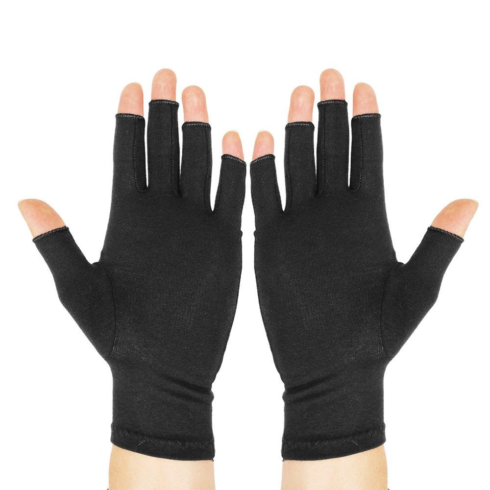 1Pair Black Half Finger Fingerless Gloves Stretch Elastic Fashion 3