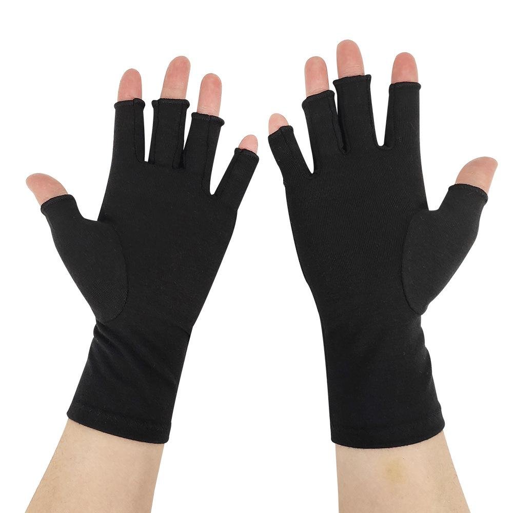 1Pair Black Half Finger Fingerless Gloves Stretch Elastic Fashion 12