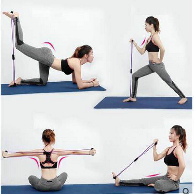 8 Word Rope Pull back Yoga Training Equipment Elastic Tube 3