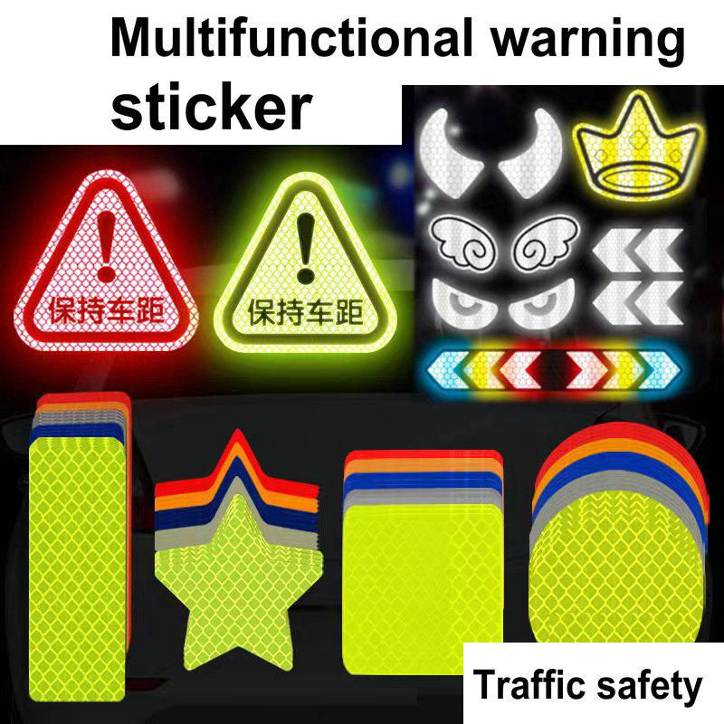 10Pcs Car Reflective Tape Safety Warning Colorful Car Bumper  5