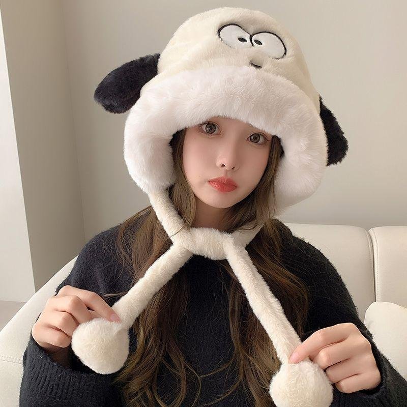 Winter Girls Cute Dog Pullover Hat Thickened Warm Ear Protection Hat  4