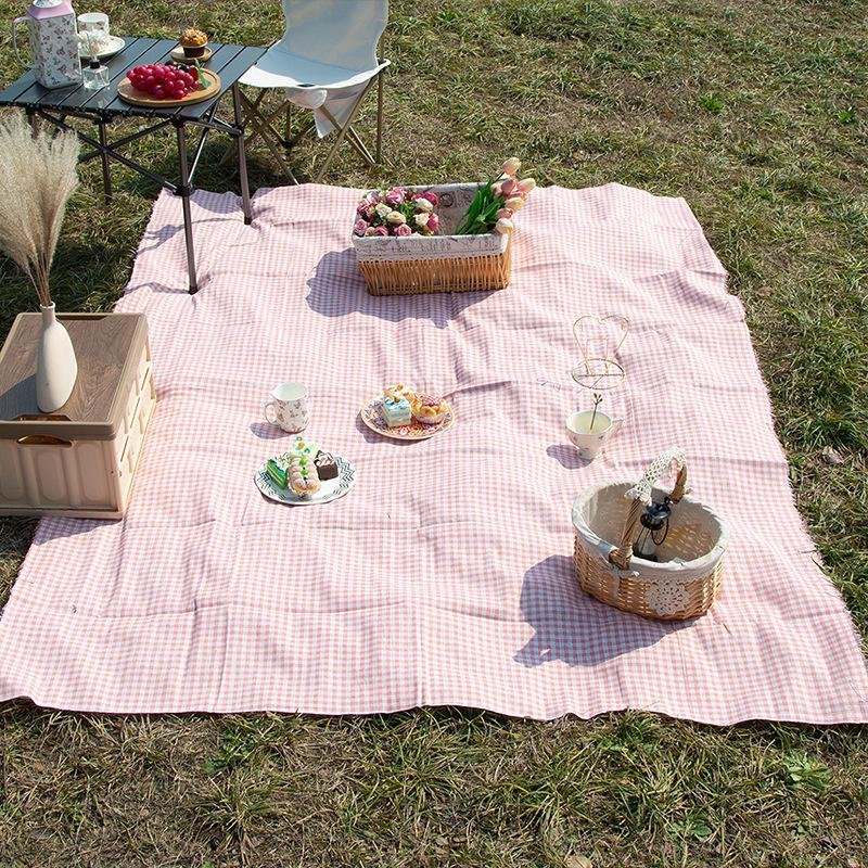 風野餐墊春遊草坪墊郊遊桌佈防潮美式印花棉麻桌布 4