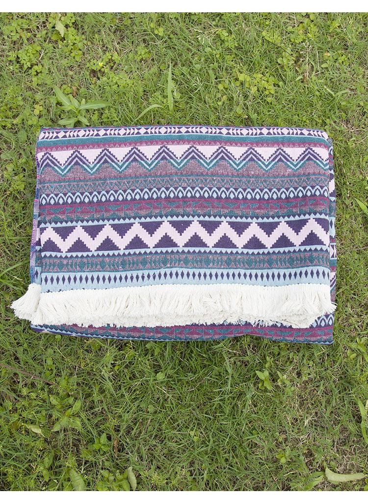 Outdoor Blanket Bohemian Retro Ethnic Style Terylene Yarn-dyed Picnic Mat 4