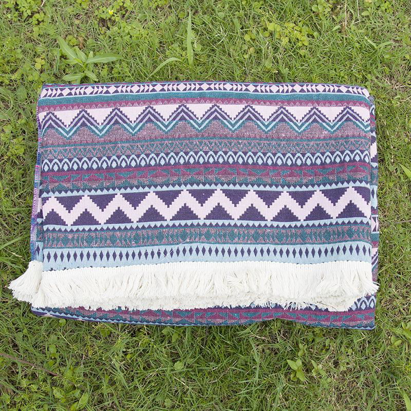 Outdoor Blanket Bohemian Retro Ethnic Style Terylene Yarn-dyed Picnic Mat 5