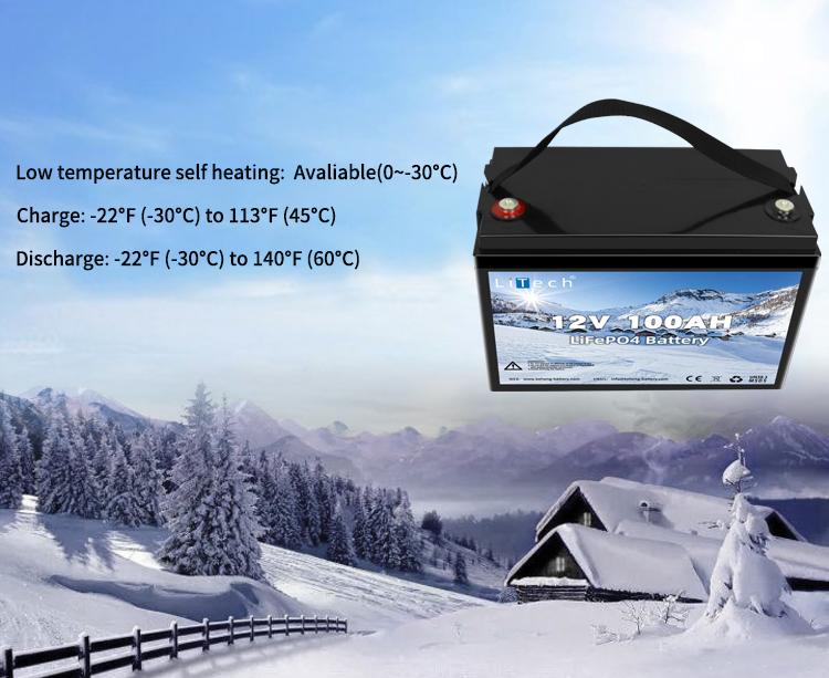 Low temperature resistant work 12V 100ah 200ah self heating LiFePO4 battery