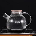 Wholesale coffee teapot bamboo lid spring infuser eco-friendly hot water 1L clea