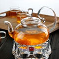High borosilicate glass high handle flower teapot stainless steel spring tea inf