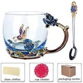 Modern Nice Flower Tea Coffee Glass Cup With Spoon Coffee Mugs 300ml 3