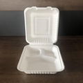 Disposable Compostable Durable Paper Clamshell Box with 3 Compartments 1