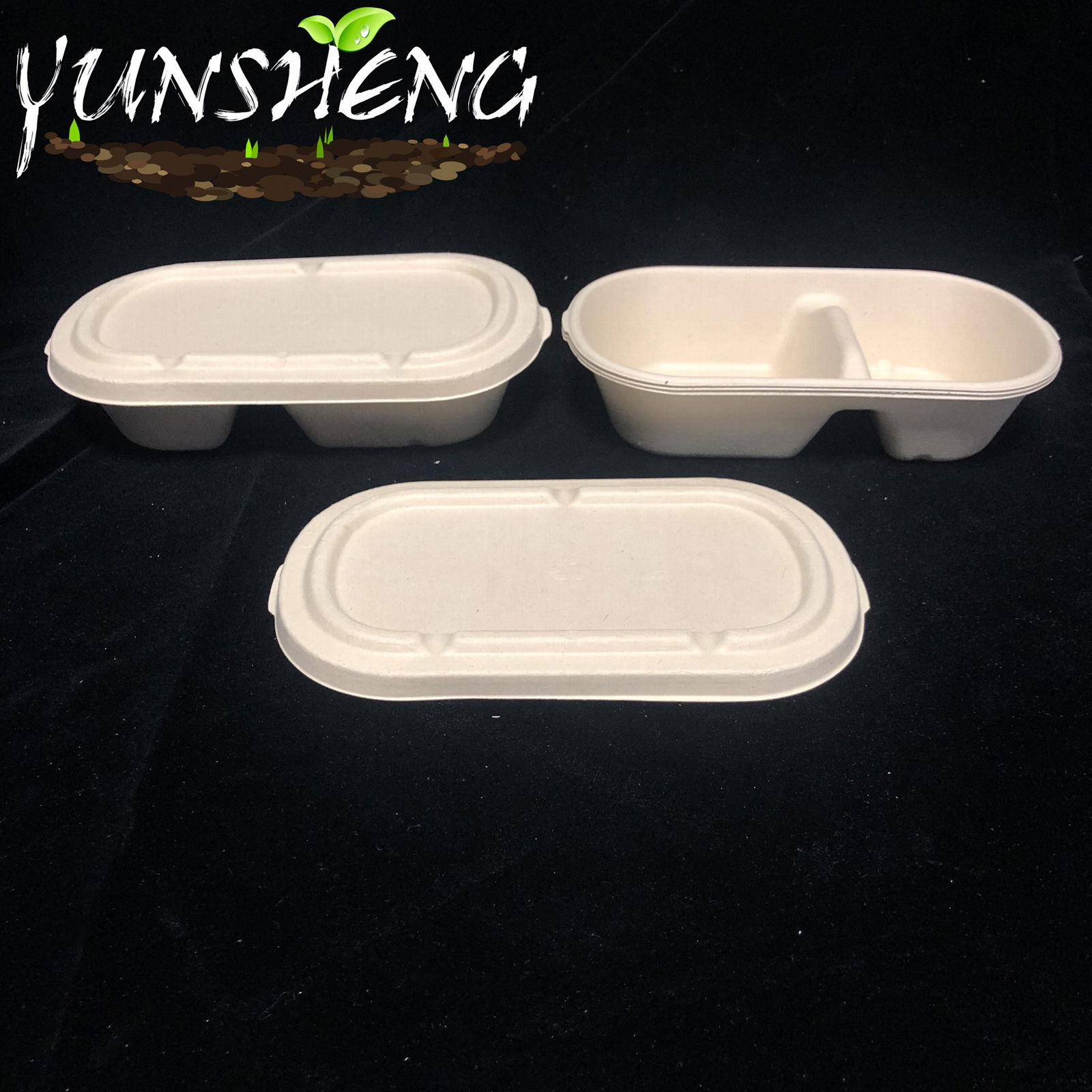 Disposable Durable Rectangle Wheat Straw Paper Box with Lids 2