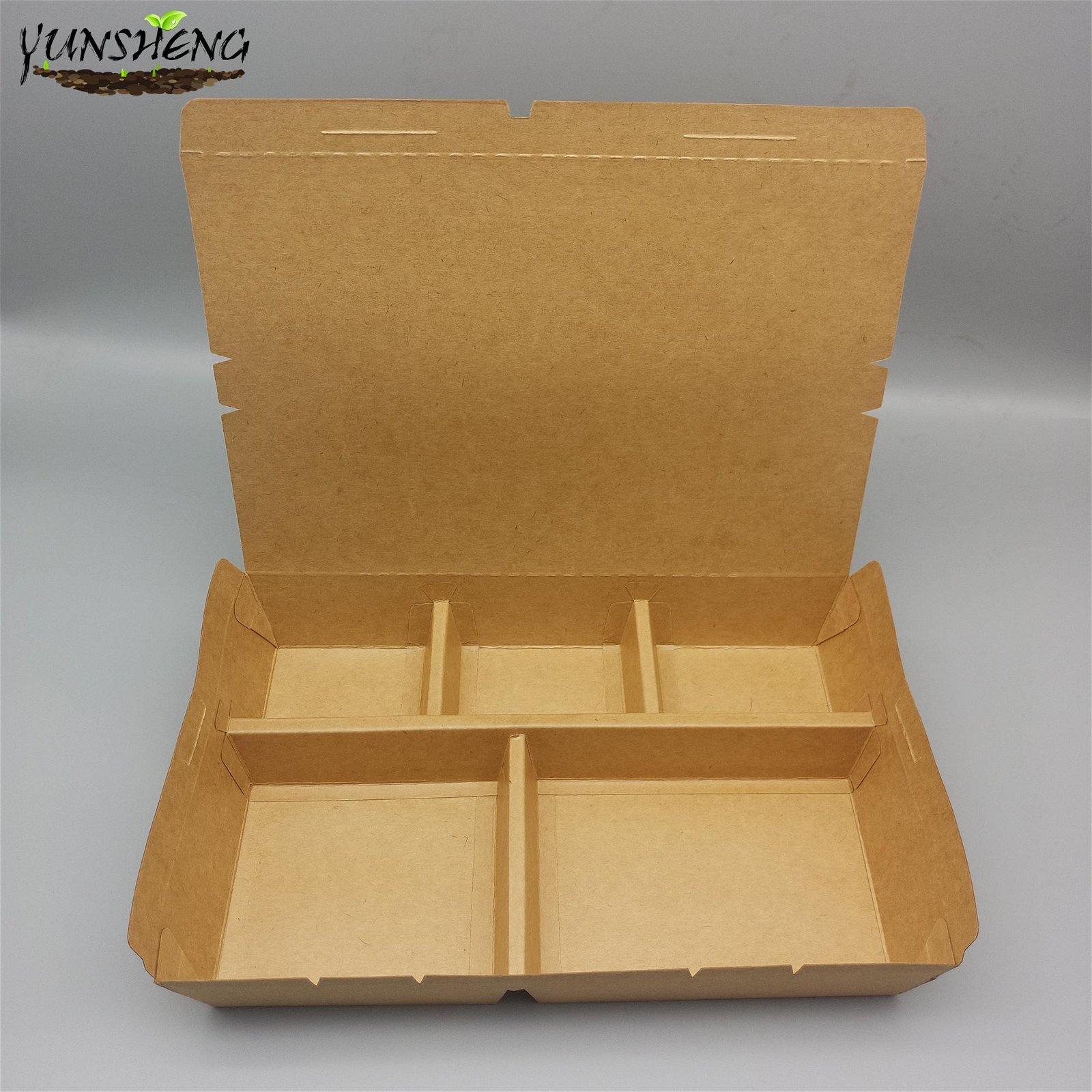 Customized Disposable Kraft Takeaway Food Box with Divider 4