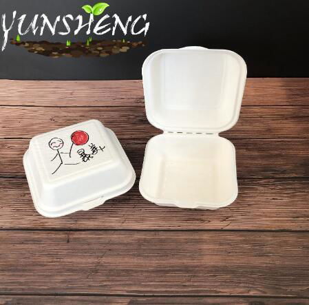 Disposable Customized White Square Clamshell Paper Humburgar Box 2