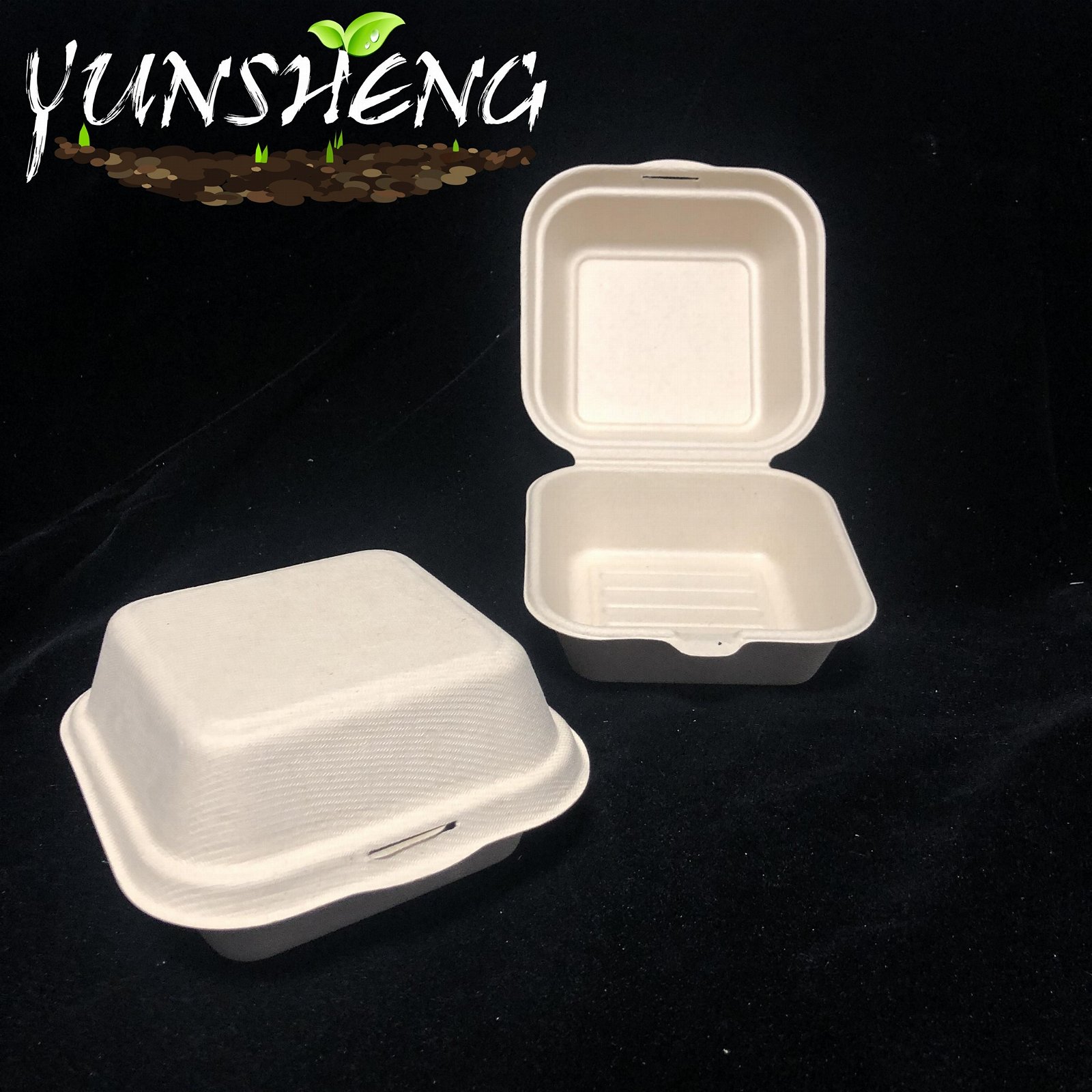 Disposable Customized White Square Clamshell Paper Humburgar Box 5