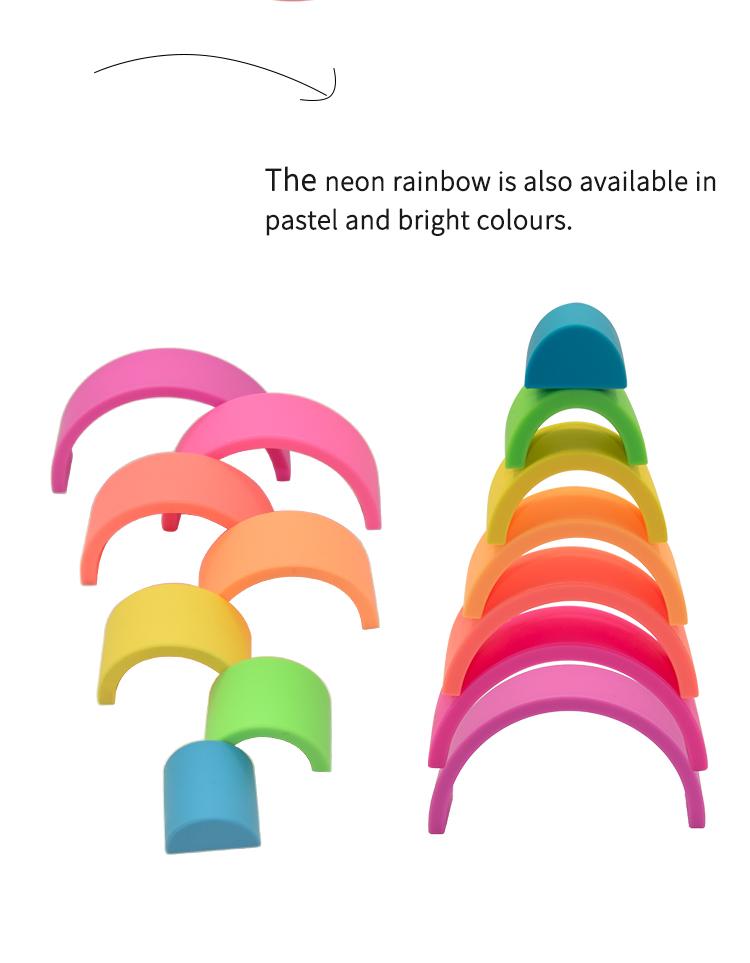 BPA Free Silicone Rainbow Toy For Baby Silicone Stacking Educational Teether Toy 4