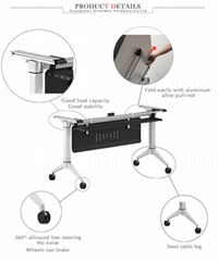 Folding table with casters mobile folding desk for training room