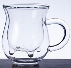 Cow Udder Shape Double Wall Glass Milk Cup Double Layer Glass Mug For Milk