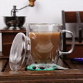 LFGB Hot Selling Double Wall Glass Reusable Glass Coffee Cup With Handle Tea Cup 1