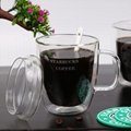 LFGB Hot Selling Double Wall Glass Reusable Glass Coffee Cup With Handle Tea Cup 2