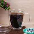 LFGB Hot Selling Double Wall Glass Reusable Glass Coffee Cup With Handle Tea Cup 3