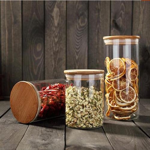 Custom Round Empty Borosilicate Kitchen Pasta Candy Spice Food Storage Glass Jar 2