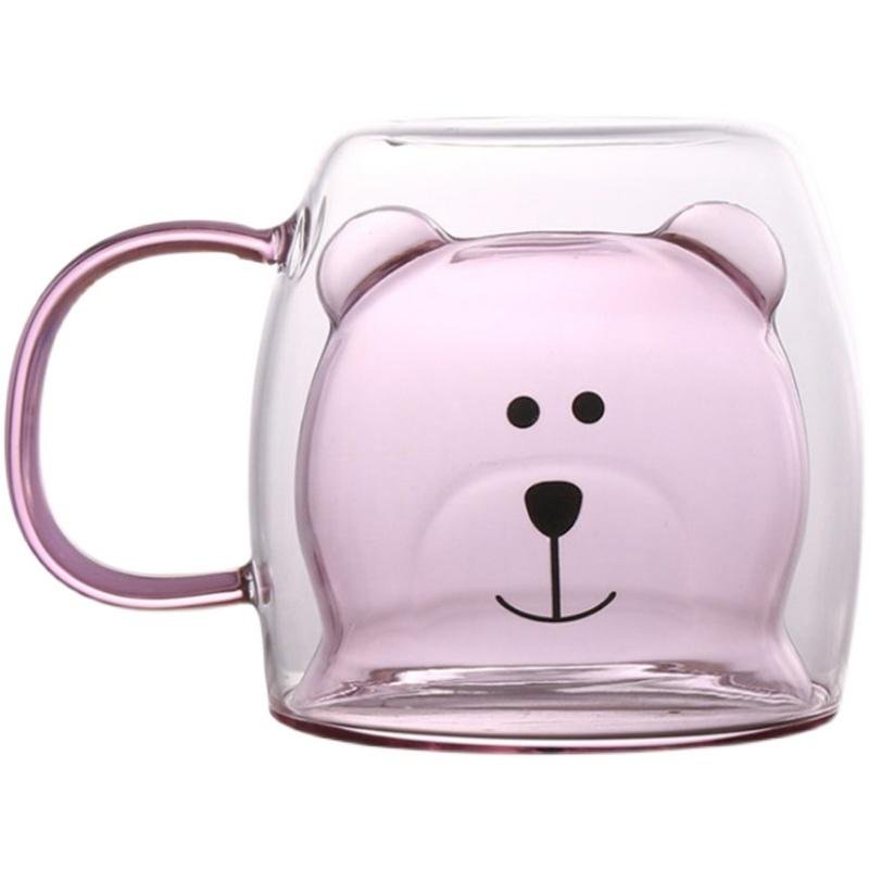Bear shape double wall glass cup, 3D beer shape double layer glass cup
