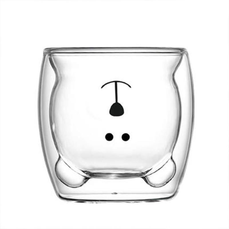 Bear shape double wall glass cup, 3D beer shape double layer glass cup 3