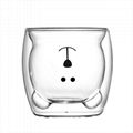 Bear shape double wall glass cup, 3D beer shape double layer glass cup 3