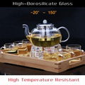 Heat Resistant Pyrex High Borosilicate Glass Teapot With Leaf Loose infuser 1