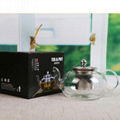 Heat Resistant Pyrex High Borosilicate Glass Teapot With Leaf Loose infuser 3