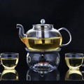 Heat Resistant Pyrex High Borosilicate Glass Teapot With Leaf Loose infuser 5