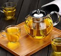 pyrex direct fire high borosilicate glass teapot set with glass strainer