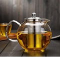 pyrex direct fire high borosilicate glass teapot set with glass strainer 2