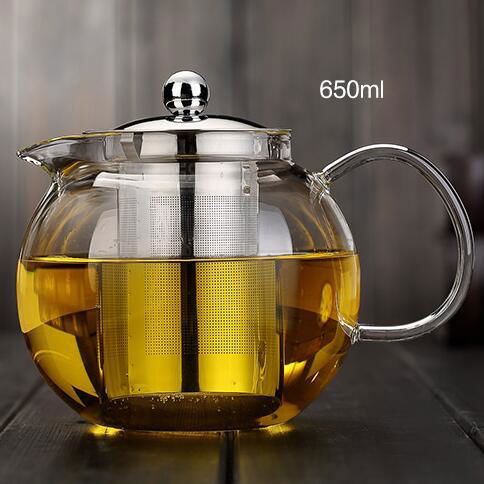 pyrex direct fire high borosilicate glass teapot set with glass strainer 3