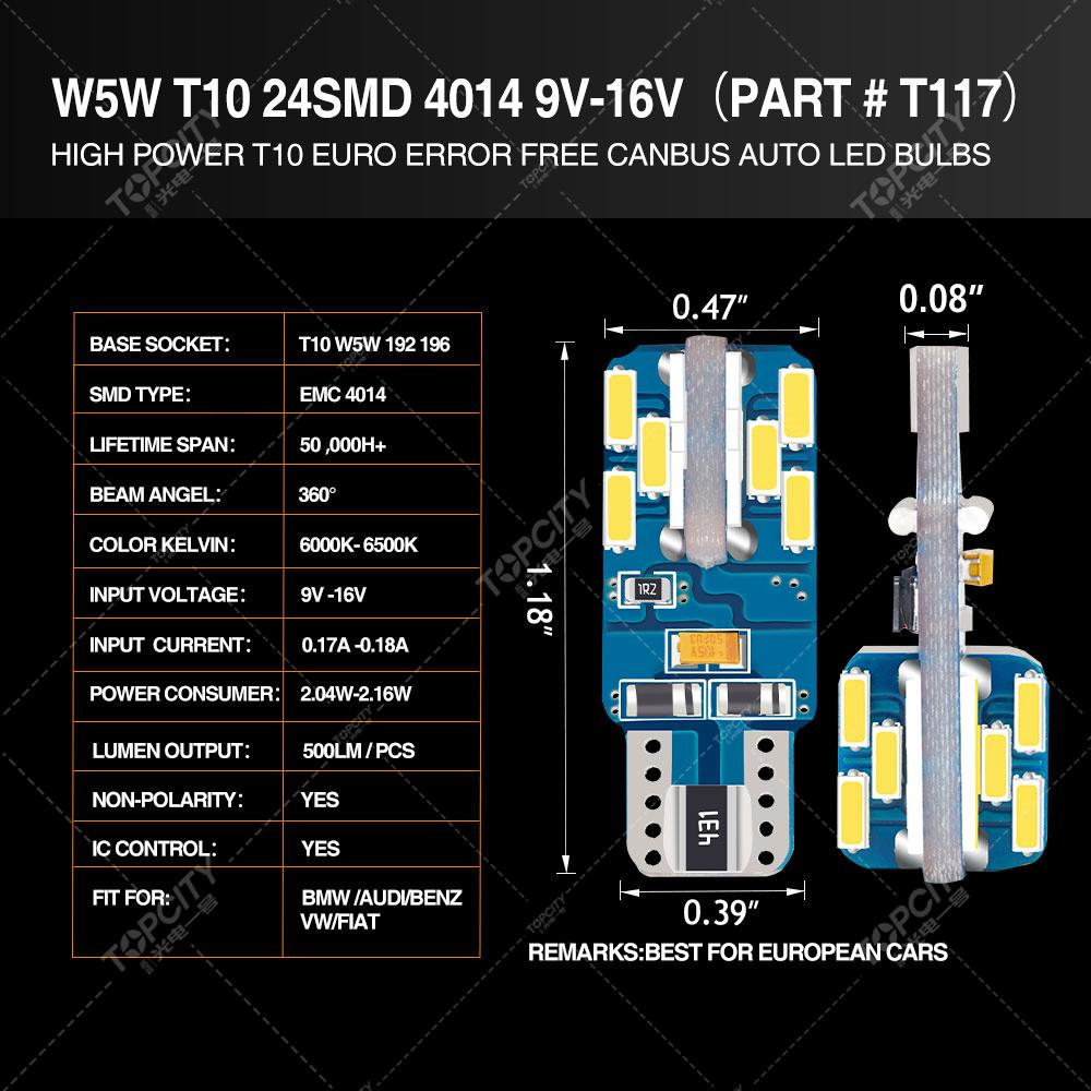Led T10-24燈示寬燈,閱讀燈,儀表燈,牌照燈 3