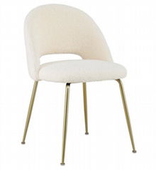 Fabric dining chair with golden