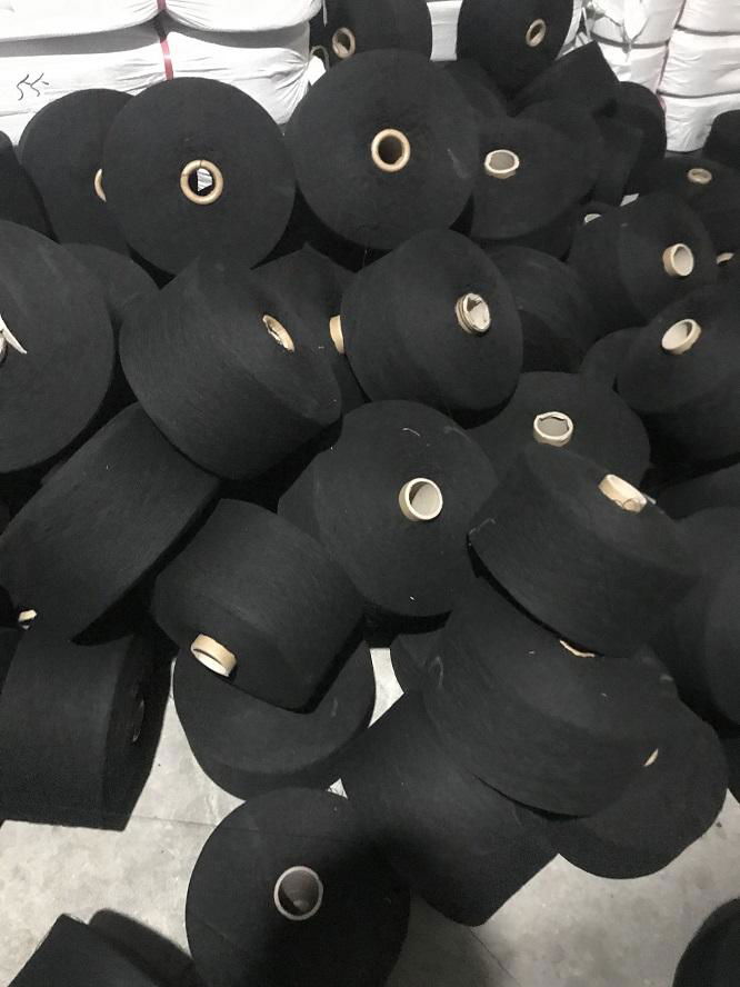 Keshu cotton yarn for working gloves ne5s/1 black polyester cotton blended yarn