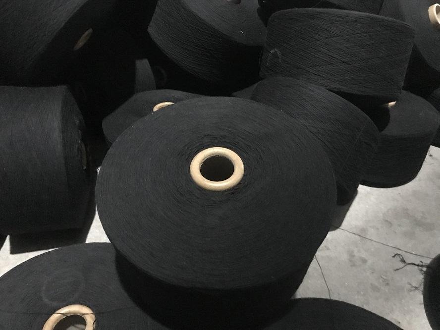 Keshu cotton yarn for working gloves ne5s/1 black polyester cotton blended yarn 3