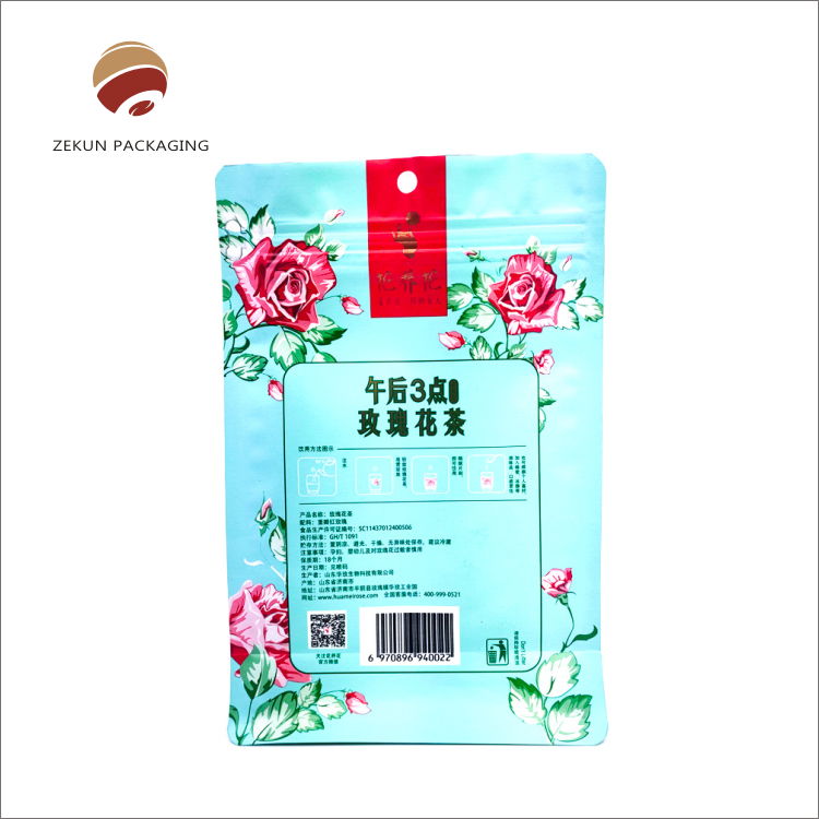 Factory customized flower tea flat bottom packaging bag
