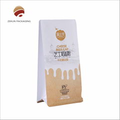 plastic printed packaging flat bottom pouch for cheese milk cap