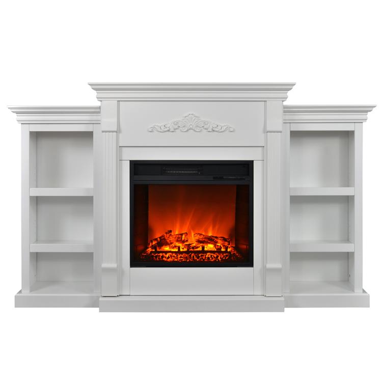 White Marble Mantel Electric Fireplace 2