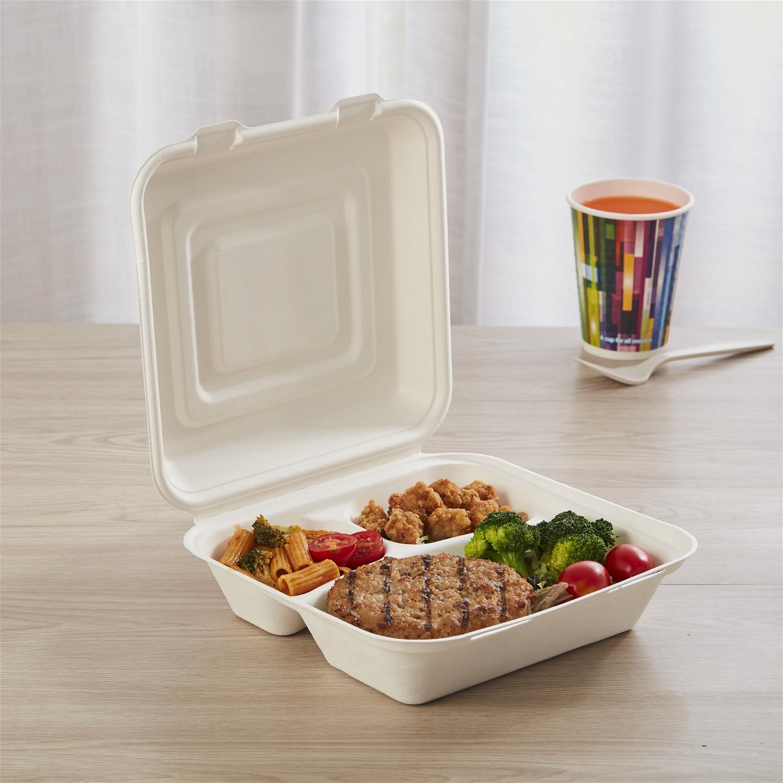3 Compartment Takeaway Food Compartment Container Biodegradable 4