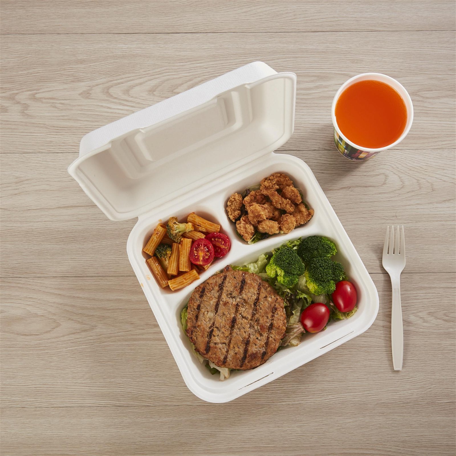 3 Compartment Takeaway Food Compartment Container Biodegradable 5