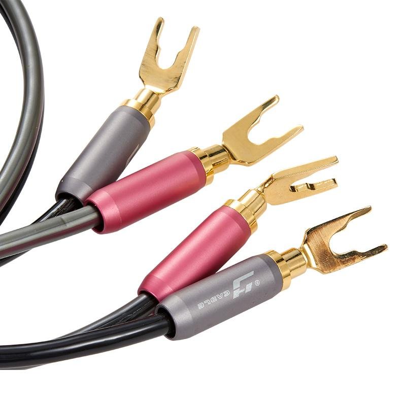 HIFI揚聲器電纜Y剷型插頭音箱線無氧銅芯2芯揚聲器電纜 4