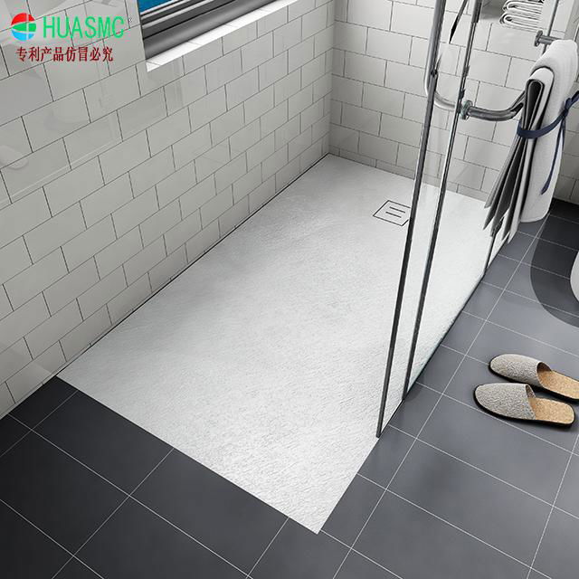 SMC Slate Stone Shower Tray & Drain Cover Exclude Waste Stone Effect Walk in Tra 4