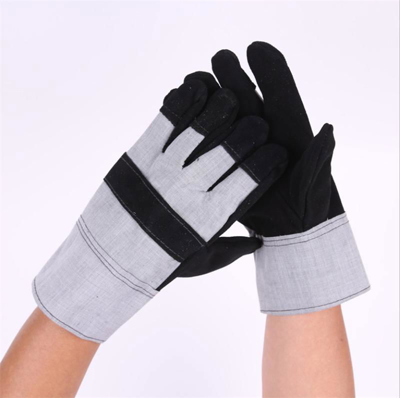 High quality oven heat Resistance cow split leather industrial safety gloves  2