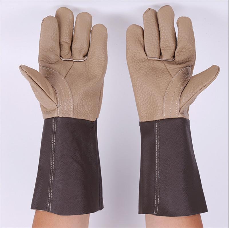 High quality oven heat Resistance cow split leather industrial safety gloves  3