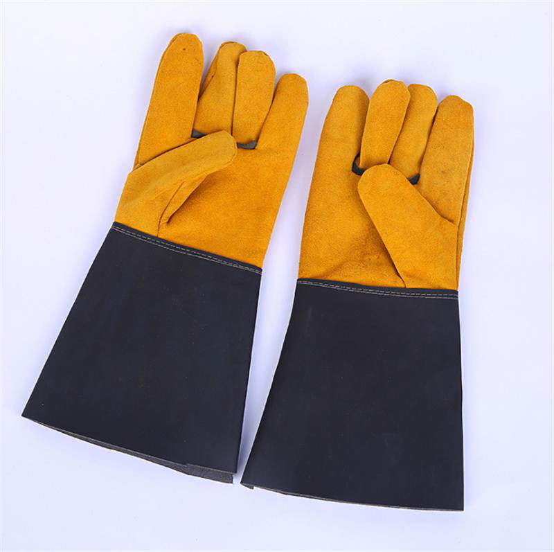 High quality oven heat Resistance cow split leather industrial safety gloves  4