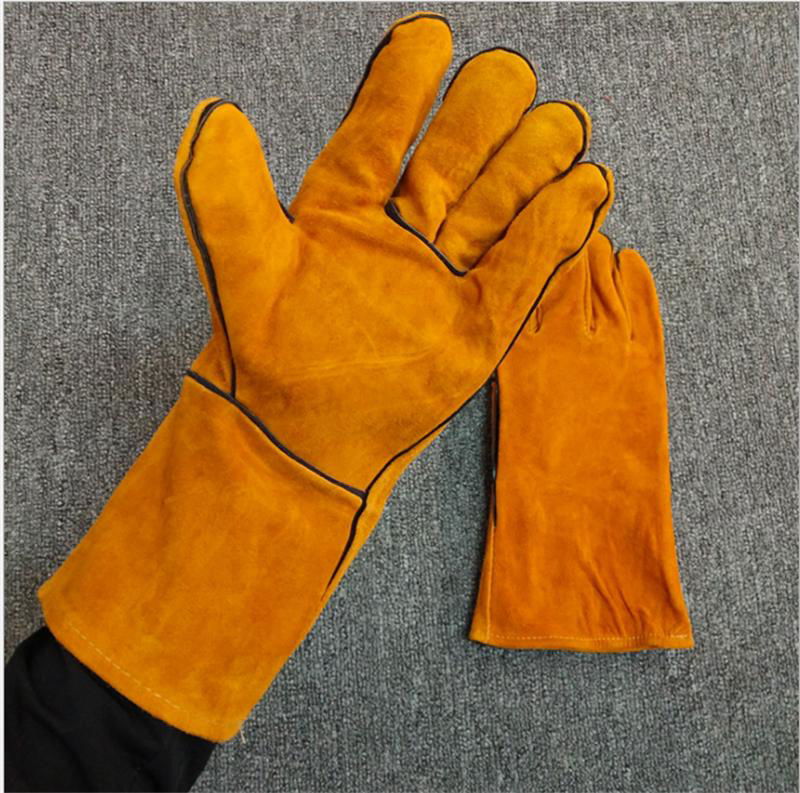 High quality oven heat Resistance cow split leather industrial safety gloves  5